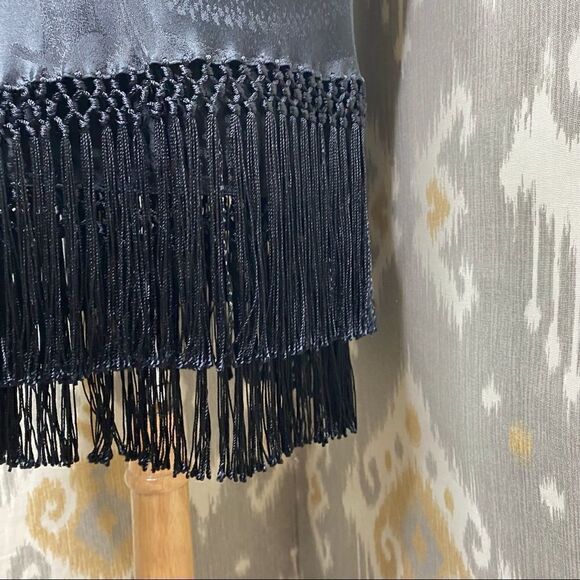 Ralph Lauren Spring 2007 Jet Black Stretch Silk Damask Piano Fringe Pencil Skirt - Picture 10 of 16